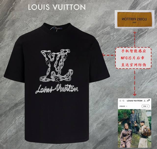 6670# 路易威登 Lv 2025新款高品质圆领短袖T恤 袖口车有进口绣花标 定制定染,手感非常舒服 超级百搭好看的一款短袖 三标齐全 非市场普通版本 随意对