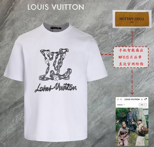 6670# 路易威登 Lv 2025新款高品质圆领短袖T恤 袖口车有进口绣花标 定制定染,手感非常舒服 超级百搭好看的一款短袖 三标齐全 非市场普通版本 随意对