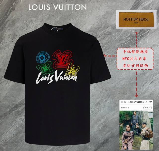 6672# 路易威登 Lv 2025新款高品质圆领短袖T恤 袖口车有进口绣花标 定制定染,手感非常舒服 超级百搭好看的一款短袖 三标齐全 非市场普通版本 随意对