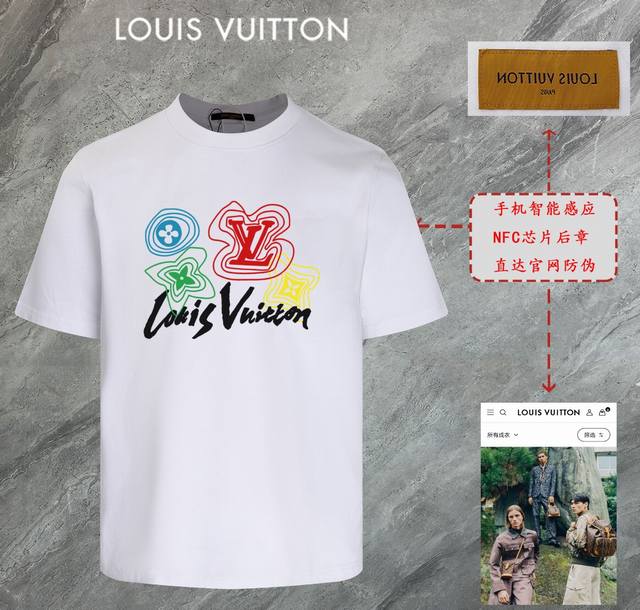 6672# 路易威登 Lv 2025新款高品质圆领短袖T恤 袖口车有进口绣花标 定制定染,手感非常舒服 超级百搭好看的一款短袖 三标齐全 非市场普通版本 随意对
