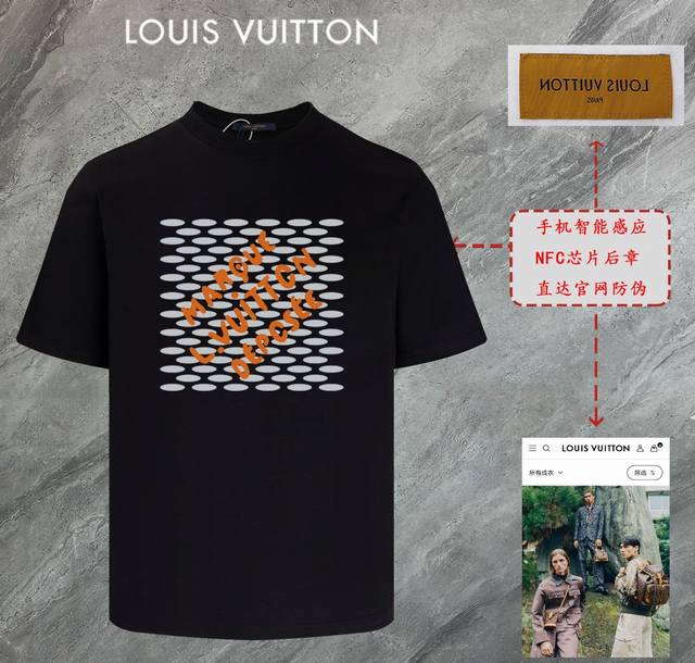 6673# 路易威登 Lv 2025新款高品质圆领短袖T恤 袖口车有进口绣花标 定制定染,手感非常舒服 超级百搭好看的一款短袖 三标齐全 非市场普通版本 随意对