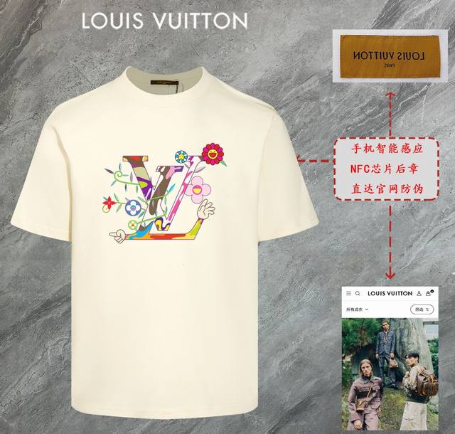 6676# 路易威登 Lv 2025新款高品质圆领短袖T恤 袖口车有进口绣花标 定制定染,手感非常舒服 超级百搭好看的一款短袖 三标齐全 非市场普通版本 随意对