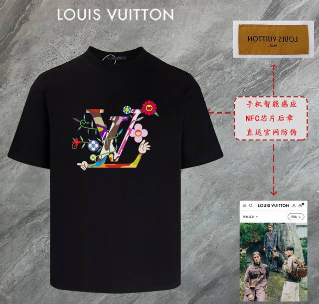 6676# 路易威登 Lv 2025新款高品质圆领短袖T恤 袖口车有进口绣花标 定制定染,手感非常舒服 超级百搭好看的一款短袖 三标齐全 非市场普通版本 随意对
