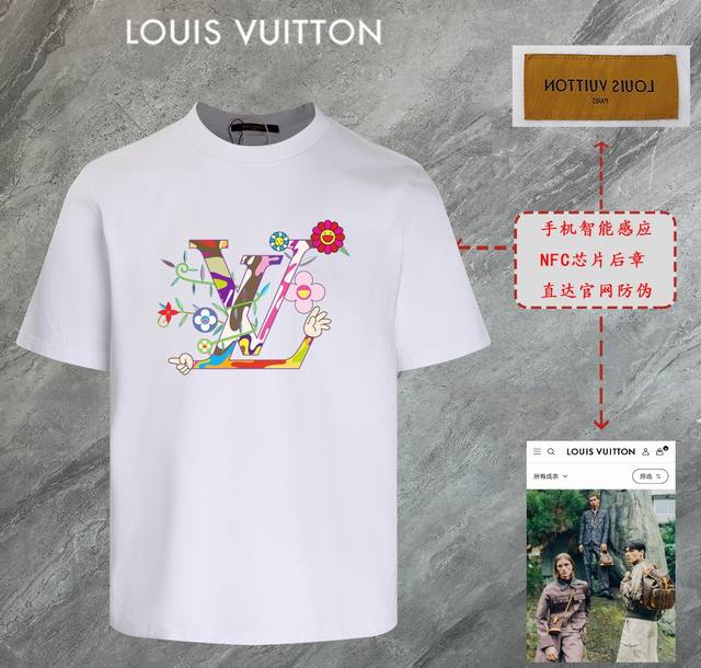 6676# 路易威登 Lv 2025新款高品质圆领短袖T恤 袖口车有进口绣花标 定制定染,手感非常舒服 超级百搭好看的一款短袖 三标齐全 非市场普通版本 随意对