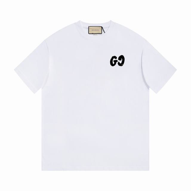 8879# Gucci 涂鸦双G印花彩色字母短袖 采用定织定染高克重原版面料，洗水完高达280G纯棉面料，螺纹增加到2.7不变形。，1-1工艺制作，宽松Over
