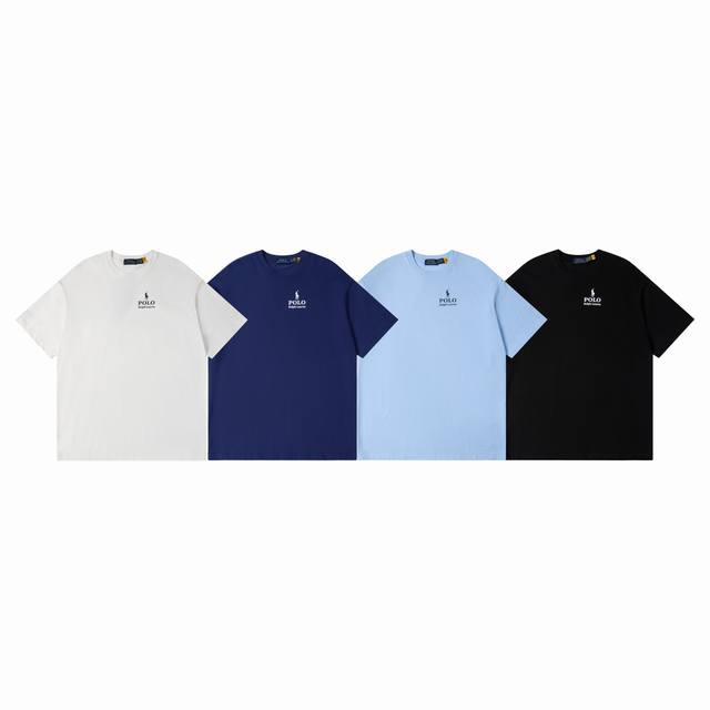 Ralph Lauren 拉夫劳伦2025夏季新款胸口印花纯棉240克圆领T恤 颈部主标Logo有二维码标，可以扫码验证，采用最新设计语言英文字母Logo压花，