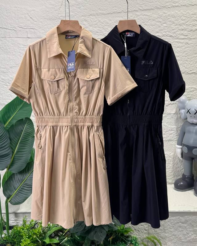 独家臻品 Fila 斐乐女士梭织连衣裙女款工装摩登外套凉感防晒连体Polo裙 专柜速干面料梭织裙，斐乐韩国高级女装气质女装，打造不一样的非凡女性形象。官网同步发