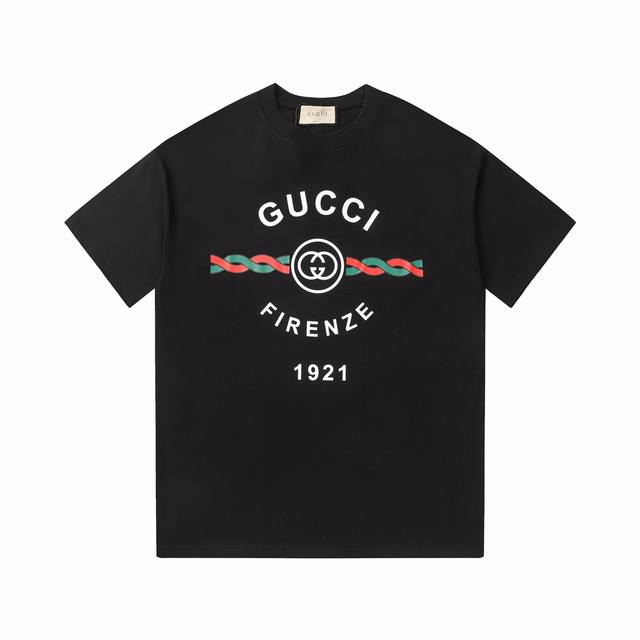 8866# Gucci古驰经典双G印花短袖T恤 Logo标识精致升级，灵感源自八十年代复古 原版面料 官方同款 短袖T恤 定制2 克同缸染面料 手感非常舒服 春