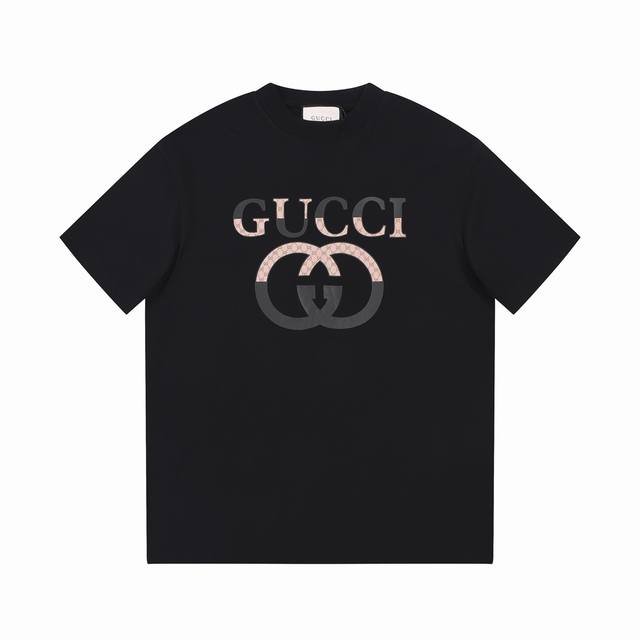 8858# Gucci 古驰 25Fw 春夏最新老花渐变Gg互扣标语字母极简印花短袖。胸前极简互扣老花印花字母+ 高端精梳棉洗水处理 1:1高品质 是一款高工艺