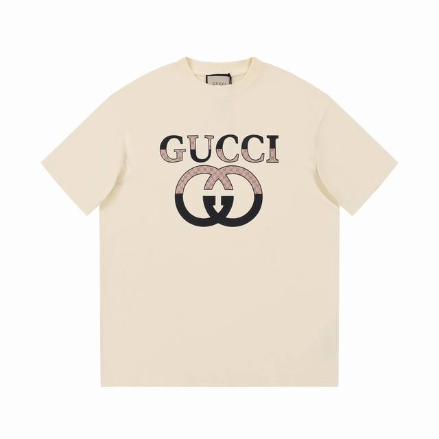 8858# Gucci 古驰 25Fw 春夏最新老花渐变Gg互扣标语字母极简印花短袖。胸前极简互扣老花印花字母+ 高端精梳棉洗水处理 1:1高品质 是一款高工艺