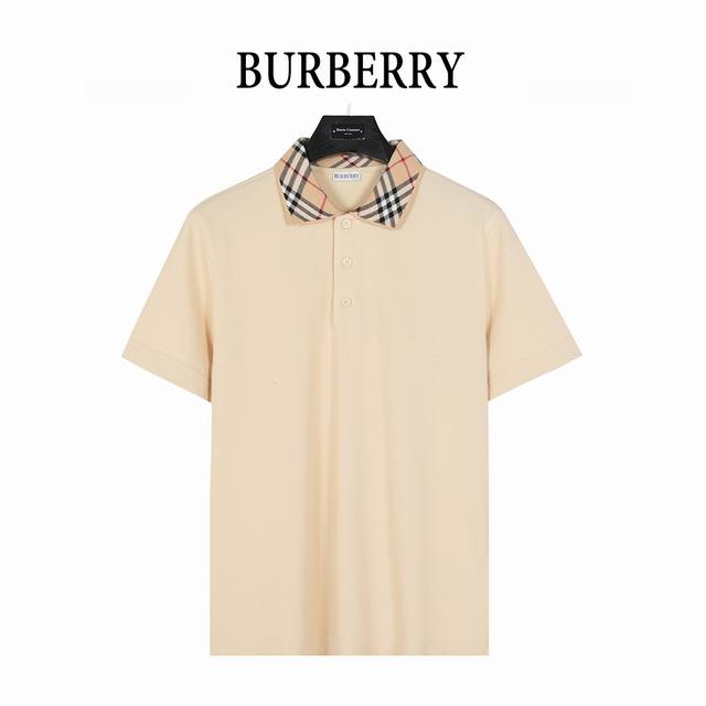 Burberry 巴宝莉 25Ss 格纹领拼接翻领短袖Polo衫 采用与原版 Zp 一致的定制索罗娜 双珠地面料。 织法采用单面芝麻底提花扁机工艺。 这种织法在