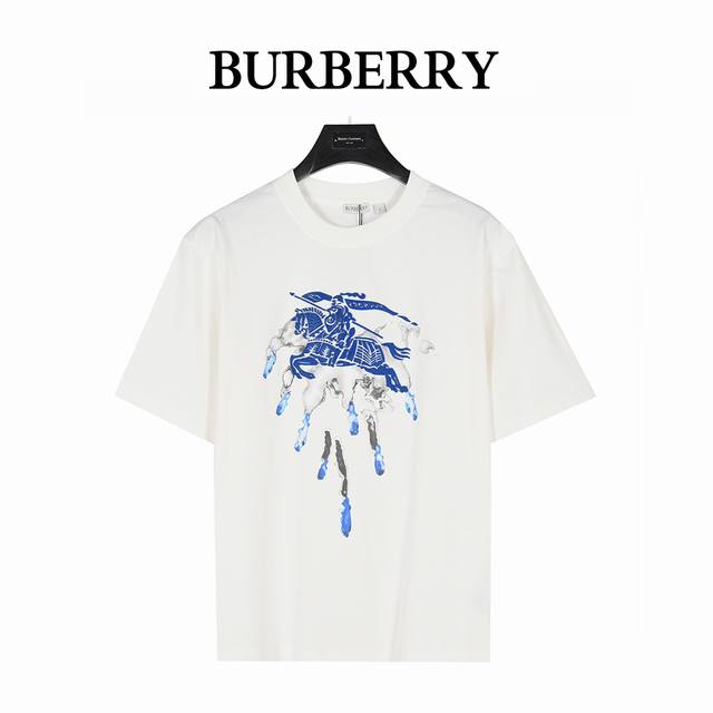 Burberry 巴宝莉 25Ss 战马牙刷绣及泼墨印花短袖T恤 平织棉 T 恤衫，选用260G平织棉质面料打造+2X2配套螺纹， 区别于普通宽的面料克重，跟原