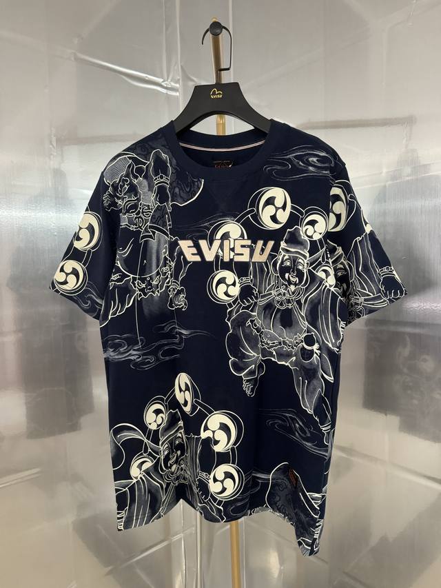 Evisu福神2025新款男士满印雷神短袖 尺码：S-Xxl S码 肩宽44 胸围96 衣长68 适合身材 - 斤 M码 肩宽46 胸围102 衣长70 适合身