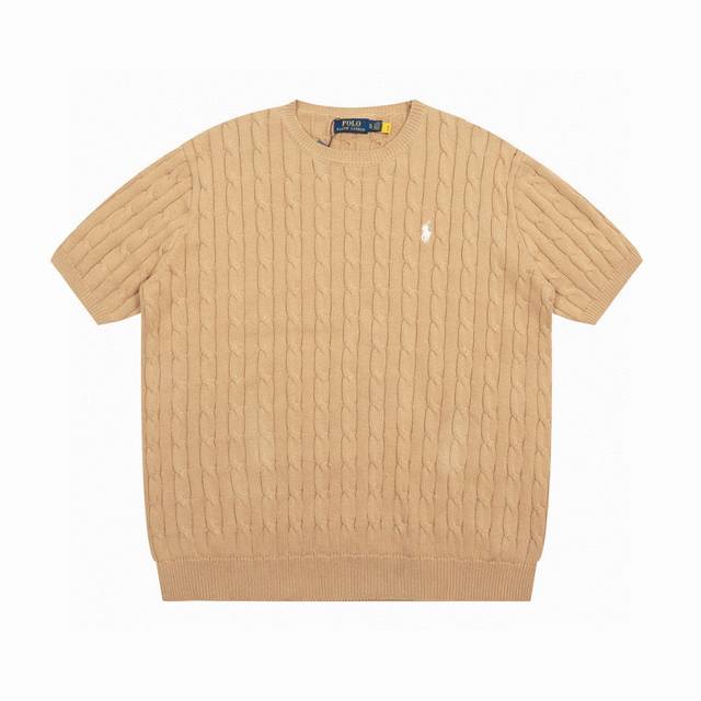 男款 拉夫劳伦Ralph Lauren圆领纯色小马刺绣Logo针织短袖 手感软糯，舒适亲肤，通身绞花编织设计，工艺复杂，耗时费力，圆领的设计，修饰脖颈线条和脸型