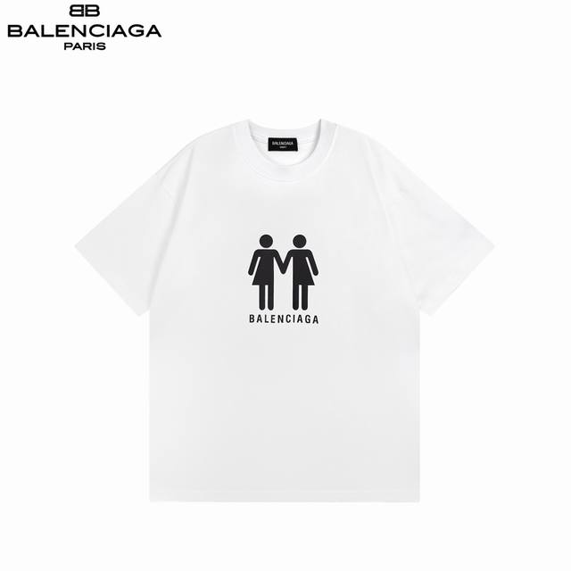 Balenciaga 巴黎世家25Ss 双人像多国旗直喷印花短袖 面料采用巴黎Zp定织定染全棉双纱，净克重260克，布面干净.布纹清晰.柔软舒适。螺纹釆用定染无