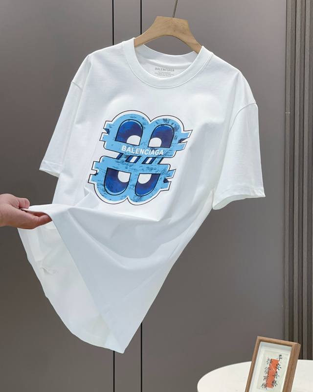 顶级版本 认准330G高克重 Balenciaga 巴黎世家创意系夏季新款宽松情侣款短袖T恤 款号：C7050 颜色: 黑色 白色 细节版本一比一复刻 重磅专柜