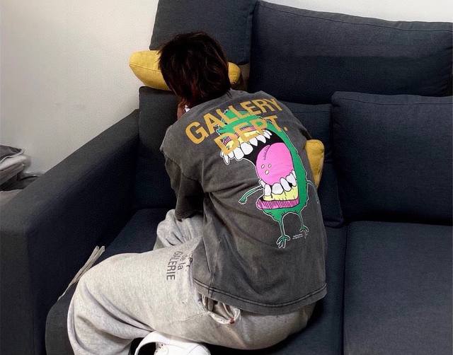 顶级版本 Gallery Dept 复古水洗做旧卡通印花重磅高街纯棉短袖 情侣款 重工好货，爆款来袭，潮咖男女上身帅爆了！定制Yuan版260G巴黎棉，表面蚀毛