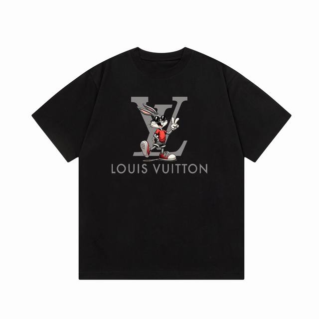 6659# Louis Vuitton 路易威登 兔子 字母印花 Logo标识精致，灵感源自八十年代复古 原版面料 官方同款 短袖T恤 定制300克同缸染面料