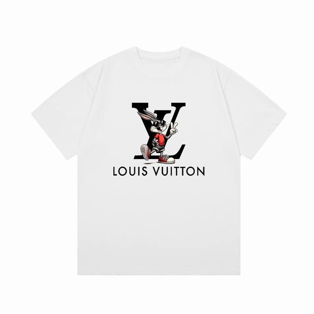 6659# Louis Vuitton 路易威登 兔子 字母印花 Logo标识精致，灵感源自八十年代复古 原版面料 官方同款 短袖T恤 定制300克同缸染面料