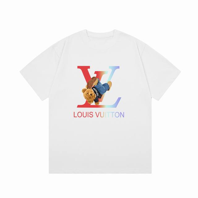 6658# Louis Vuitton 路易威登 小熊 字母印花 Logo标识精致，灵感源自八十年代复古 原版面料 官方同款 短袖T恤 定制300克同缸染面料