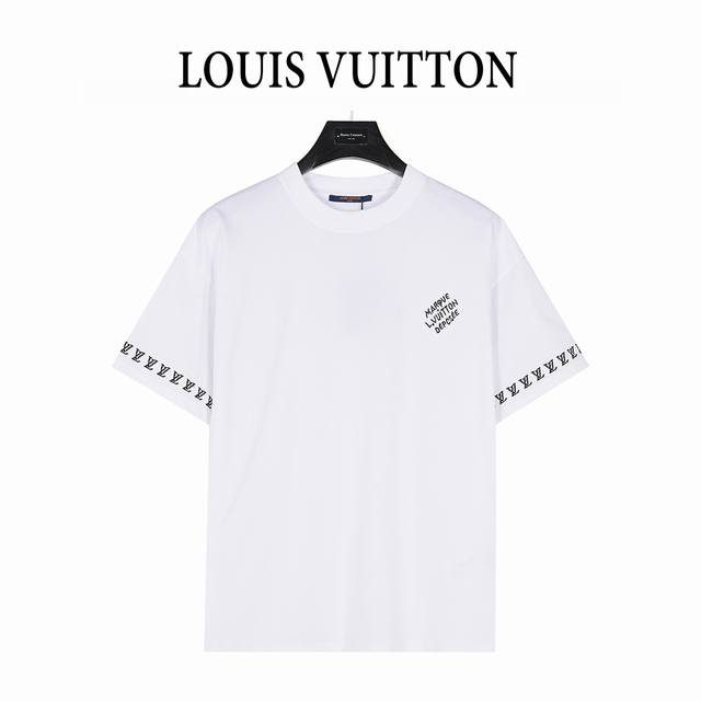 Louis Vuitton 路易威登 25Ss 袖子Logo极简字母刺绣短袖T恤 面料采用高克重280G重精梳棉，定制1:1螺纹，面料舒适亲肤无异感， 制定染面