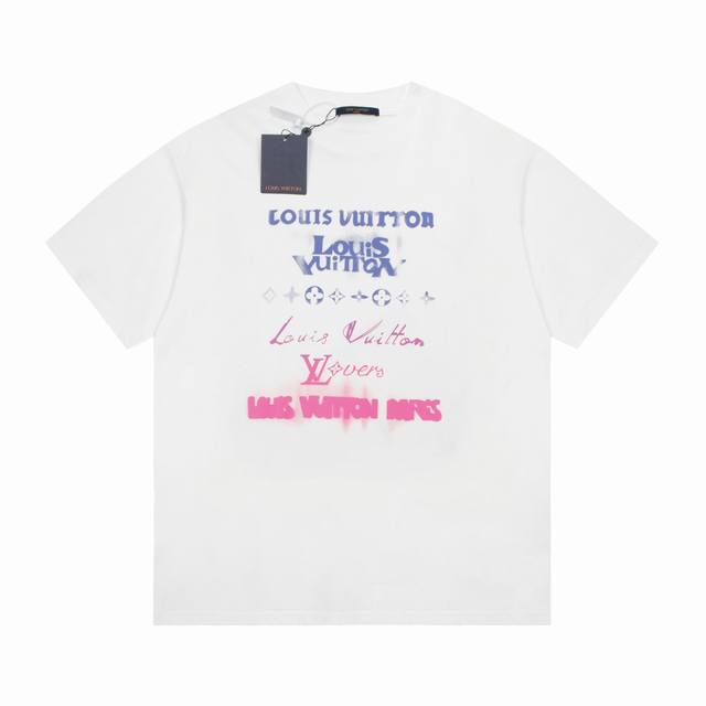 6650# 高品质 Lv 路易威登 Top Logo字母短袖，对色定染面料，超精细平网印花工艺，对位定点印花，采用细致纱网材质做网板，定染纯棉面料，更加体现图案