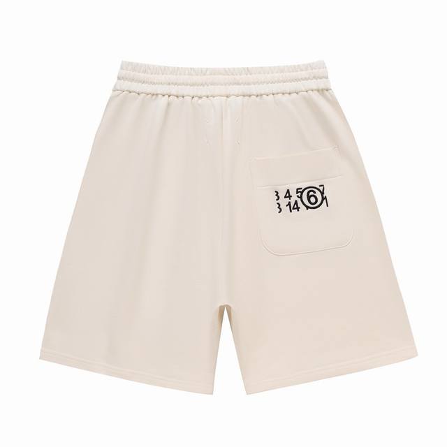 高版本Maisonmargiela 马吉拉 对角数字刺绣短裤，男女同款。万针重工刺绣，定织定染360G毛圈面料 ，简洁百搭，纯棉内抽绳腰头，腰部采用包边做工设计