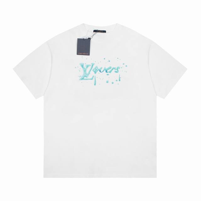 6647# 高品质 Lv 路易威登 海蓝泪滴短袖，对色定染面料，超精细平网印花工艺，对位定点印花，采用细致纱网材质做网板，定染纯棉面料，更加体现图案逼真立体感，