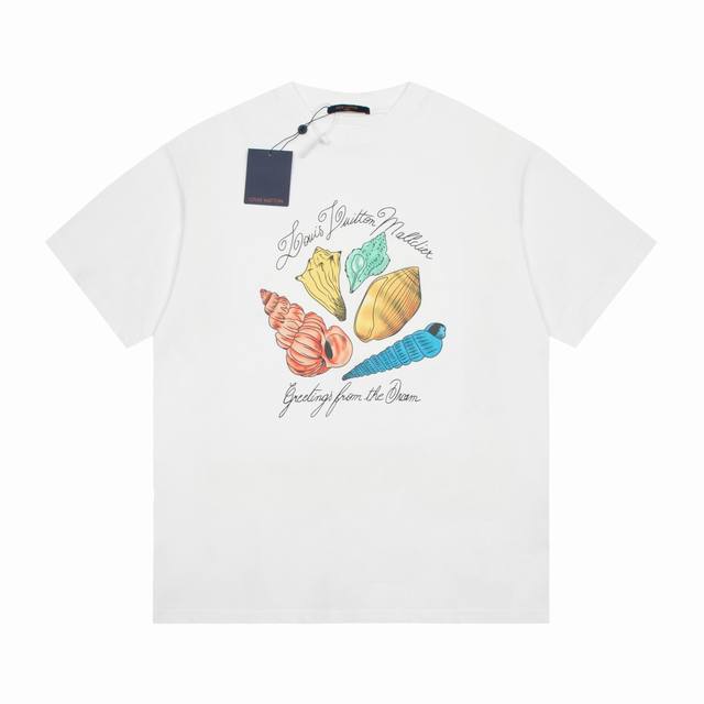 6645# 高品质 Lv 路易威登 Fw24 贝壳短袖，对色定染面料，超精细平网印花工艺，采用细致纱网材质做网板，定染纯棉面料，更加体现图案逼真立体感，面料采用