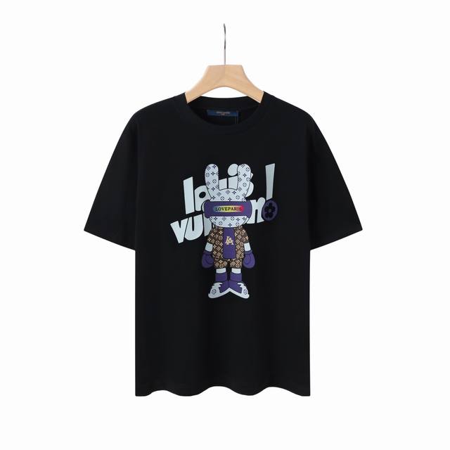 6635# Lv 兔年限定秀场限定25Ss新款潮流Ins老花兔子字母印花 定制2 双股32支双纱纯棉精梳 面料 手感非常舒服 春夏最新砖柜同步 Os落肩版型 时
