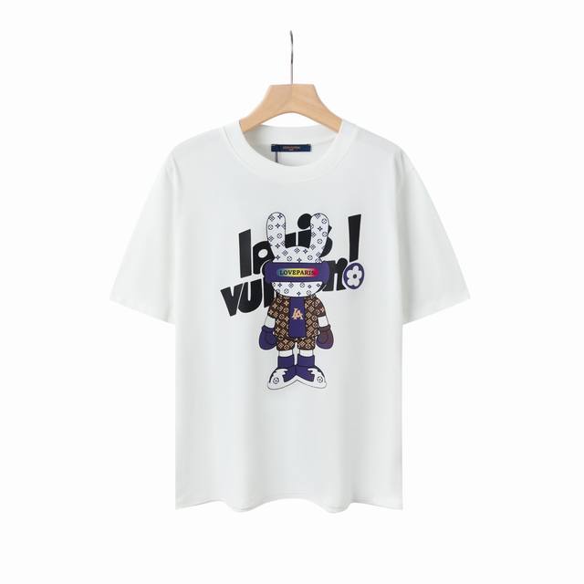 6635# Lv 兔年限定秀场限定25Ss新款潮流Ins老花兔子字母印花 定制2 双股32支双纱纯棉精梳 面料 手感非常舒服 春夏最新砖柜同步 Os落肩版型 时