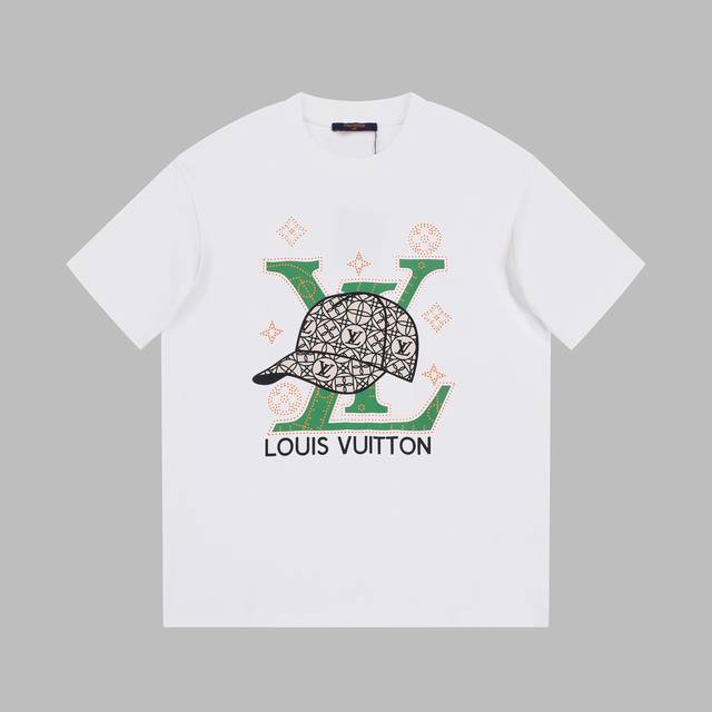 6618# Louis Vuitton 路易威登 秀场限定23Ss新款宇航员 印花Logo标识圆领短袖. 手感非常舒服 春夏最新砖柜同步 Os落肩版型 时尚又个