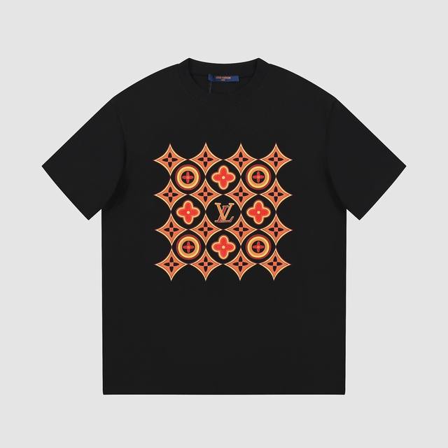 6616# Louis Vuitton 路易威登 秀场限定25Ss新款公仔字母标识印花图案经典圆领短袖 原版面料 官方同款 定制2 双股32支双纱纯棉精梳 面料
