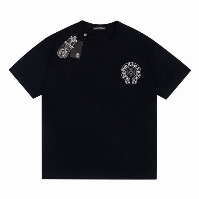 Chrome Hearts Ch 克罗心 爆裂马蹄印花情侣圆领短袖T恤-顶级版本 Color：黑色 白色 Size：S M L Xl Number：25096