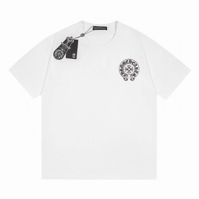 Chrome Hearts Ch 克罗心 大马蹄后背多标印花情侣圆领短袖T恤-顶级版本 Color：黑色 白色 Size：S M L Xl Number：250