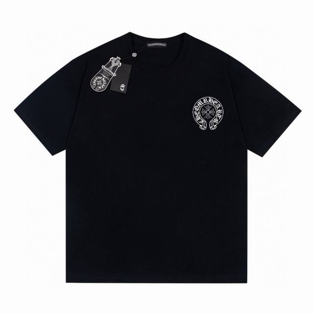Chrome Hearts Ch 克罗心 大马蹄后背多标印花情侣圆领短袖T恤-顶级版本 Color：黑色 白色 Size：S M L Xl Number：250