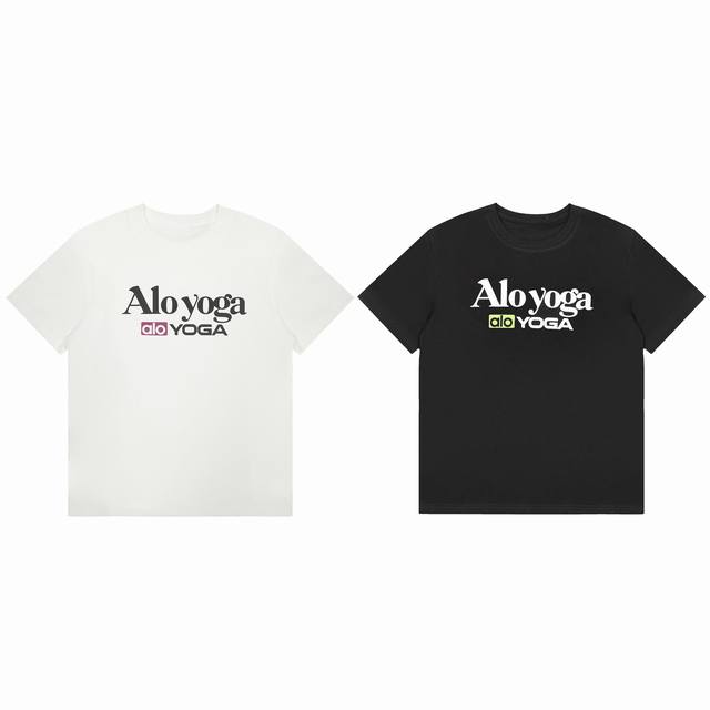 Alo风格韩版字母印花正肩圆领短袖T恤女夏季新款休闲百搭上衣Ins 款号： Al 码数：S M L 颜色：黑色 米白 P价：70