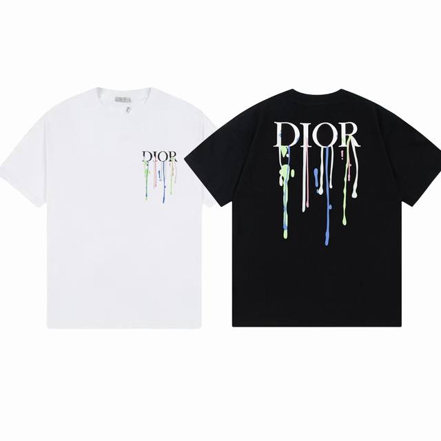 款号：G2890 Dior 2025春夏新款首发专柜最新款短袖圆领T恤印花 -面料：280G双纱纯棉短袖，配套32支纯棉罗纹 原版面料 官方同款 男女同款 颜色