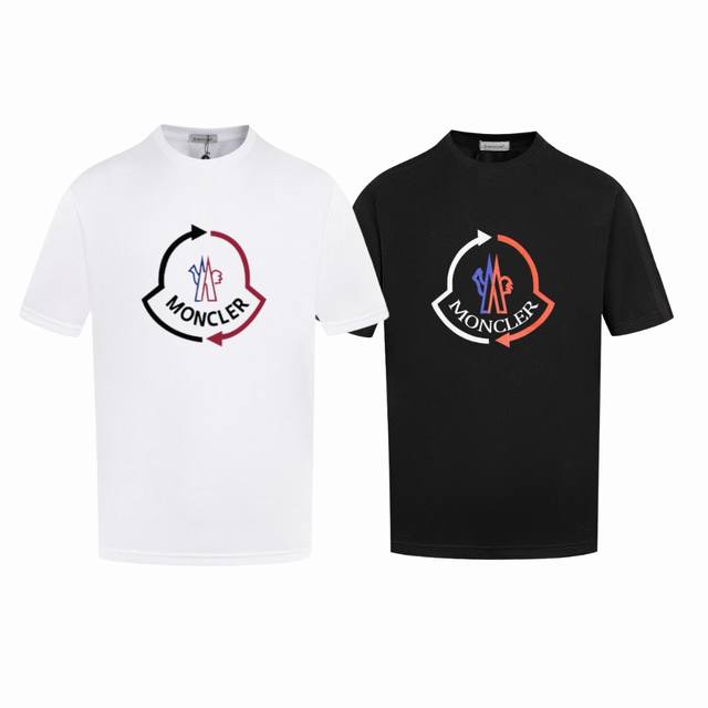 款号：G2882 2025早春Moncler 蒙口 官网同款印花图案 双纱纯棉短袖 - 260G双纱纯棉顶级面料 手感柔软 百分百纯棉独家出货 定染硫化黑无尘处