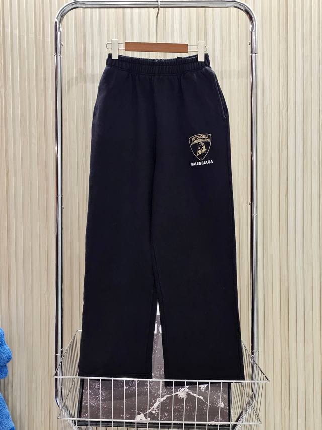 Balenciaga Ss25巴黎联名兰博基尼 Logo 印花松紧裤 宽松版型 颜色: 黑色 码数: Xs S M L 款号:K005#