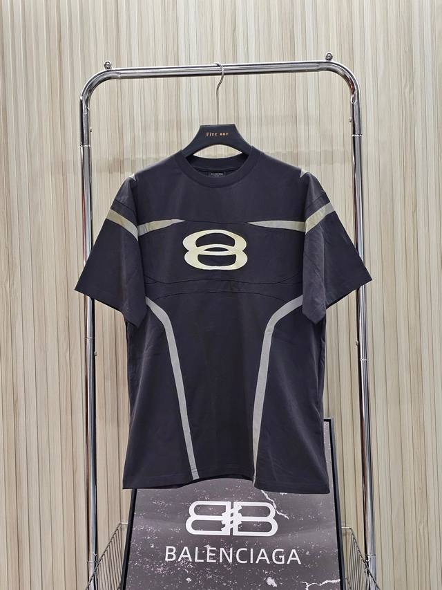 新款上新 Balenciaga 巴黎世家 Ss24 Logo字母刺绣圆领短袖T恤 宽松版型 男女同款 颜色: 灰色 码数: Xs S M L 款号: 2458#
