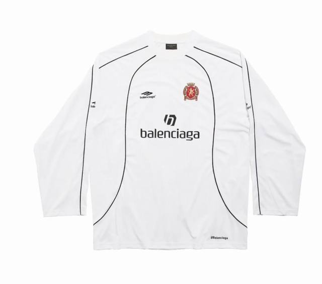 Balenciaga 巴黎世家 Logo字母图案印花 刺绣圆领长袖T恤，宽松版型 男女同款 颜色:黑色 白色 码数:Xs S M L 款号:2457#