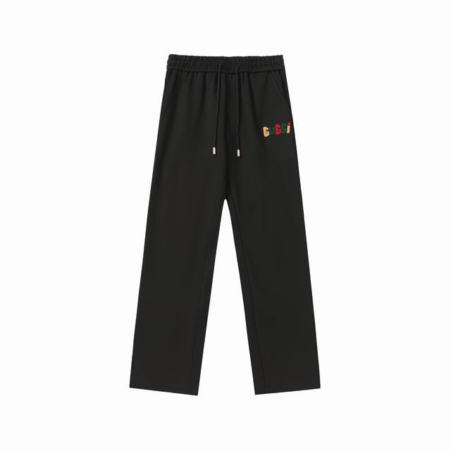 2577# Gucci 2025Ss秋季新款松紧带休闲裤，专柜定制面料 透气舒适度高，细节无可挑剔，品牌元素设计理念，体现高品质。手感细腻柔软！呈现休闲裁剪，上