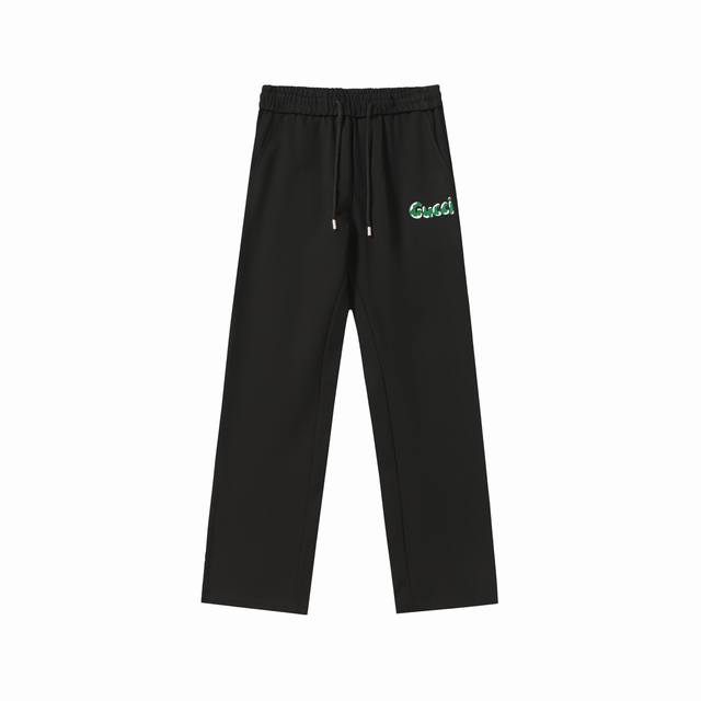 2573# Gucci 2025Ss秋季新款松紧带休闲裤，专柜定制面料 透气舒适度高，细节无可挑剔，品牌元素设计理念，体现高品质。手感细腻柔软！呈现休闲裁剪，上