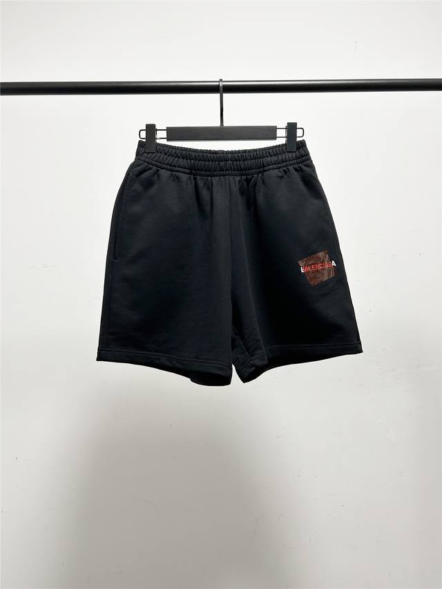 Balenciaga 巴黎世家2025夏款新款经典一排字母Logo刺绣短裤！纯棉毛圈面料！ 本市场No.1的质量 真正天花板品质 全部原版开发注意细节图 避免被
