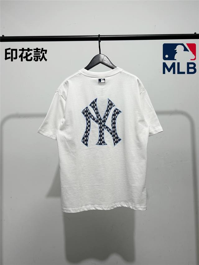高品质！Mlb柜子新款后背印花款老花短袖T恤！三标齐全，三联吊卡，原厂包装！通肩压条保证舒适性！高端品质2025Mlb Ny 老花大标款 情侣圆领短袖高端品质