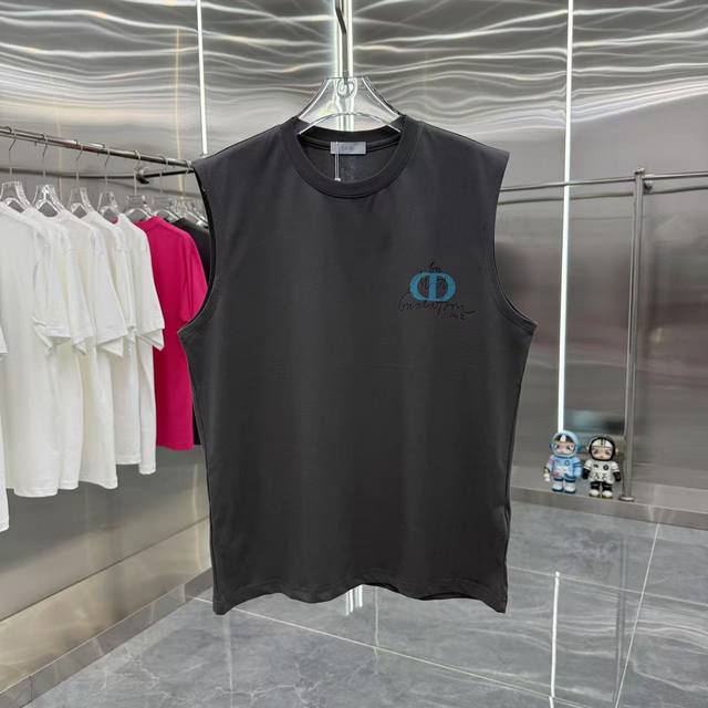 Dlor 迪奥 2025夏季新款 无袖背心 个性印花 男女同款 S M L Xl Xxl 五个码 黑色 白色 灰色