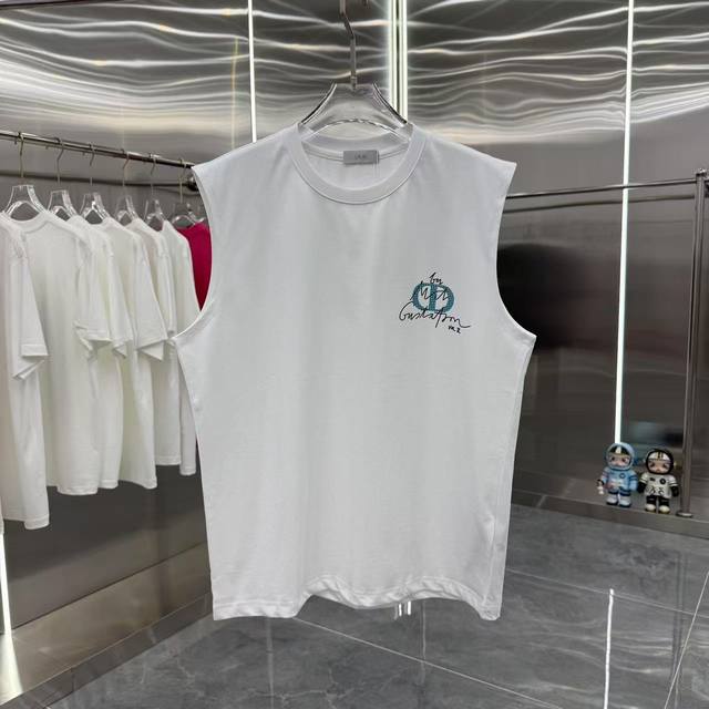 Dlor 迪奥 2025夏季新款 无袖背心 个性印花 男女同款 S M L Xl Xxl 五个码 黑色 白色 灰色
