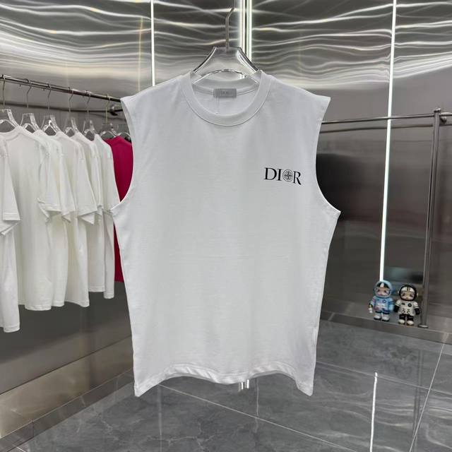 Dlor 迪奥 2025夏季新款 无袖背心 个性印花 男女同款 S M L Xl Xxl 五个码 黑色 白色 灰色