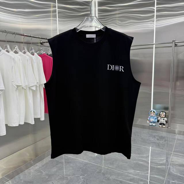 Dlor 迪奥 2025夏季新款 无袖背心 个性印花 男女同款 S M L Xl Xxl 五个码 黑色 白色 灰色